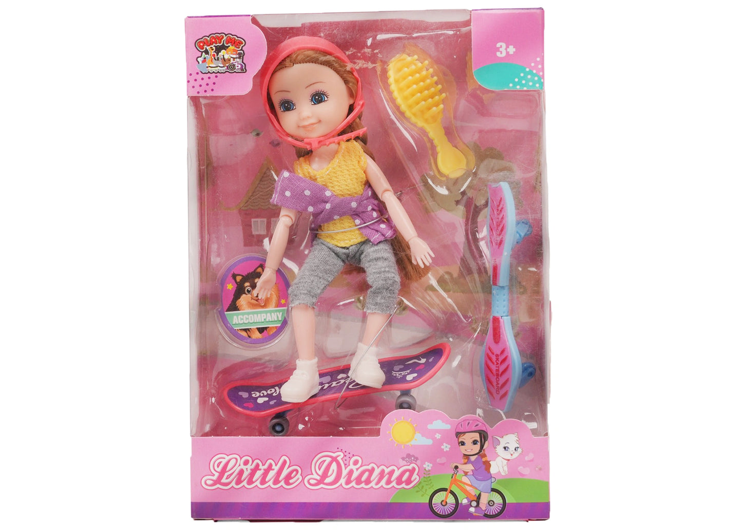 Diana Doll with Skate-Board & Accessories | Pretend Play Toy for Girls