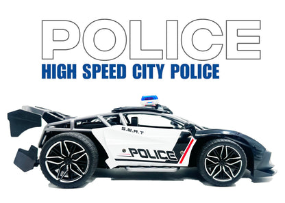 Remote Control Police Car Toy 1:16 Scale RC Car with Lights, Siren & Mist Spray