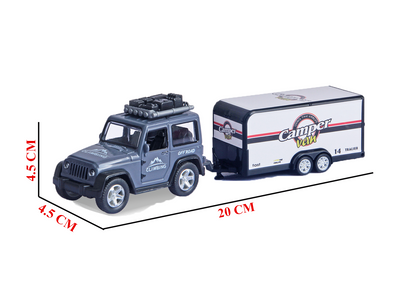 Alloy Die-Cast Tractor Trailer Pull Back Carrier Vehicle Metal Truck with Car Convertable Hood Truck - Image 5