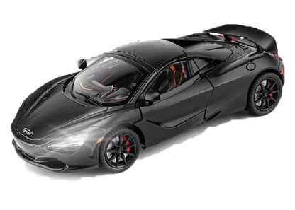 McLaren 720s Convertible Version 1:24 Scale Alloy Metal Pullback Toy car with Openable Doors Light Music