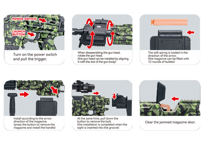 Electronic Gun Shoot Soft Bullet Camouflage Gun Battery Operated Rechargable Gun Best Gift for Children (Sniper)