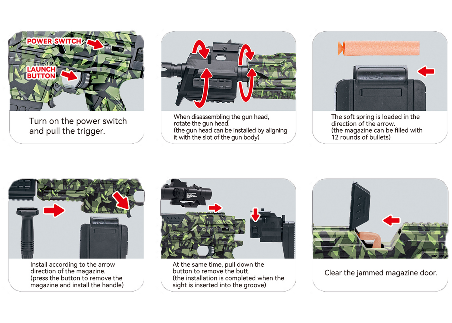 Electronic Shoot Soft Bullet Camouflage Gun Battery Operated Rechargable Best Gift for Children (Rifle)