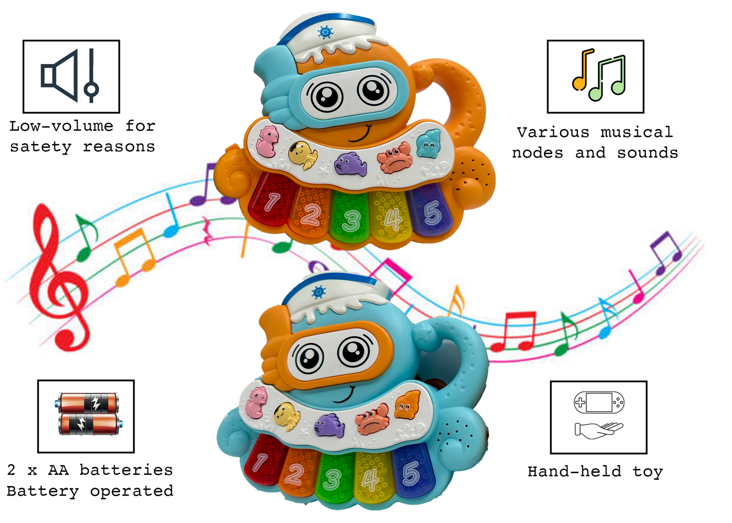 Octopus Musical Toy with LED Lights & Animal Sounds – Early Development Crawling Toy - Image 6