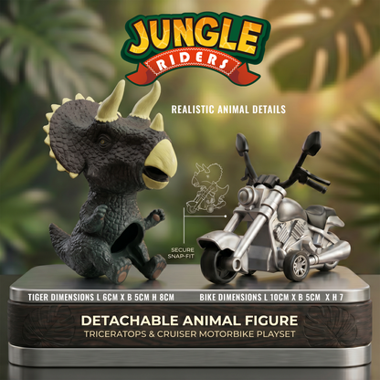 Friction Powered Push & Go Jungle Riders T-Rex - Animal Bike Toy for Kids, Detachable Animal, No Batteries Required