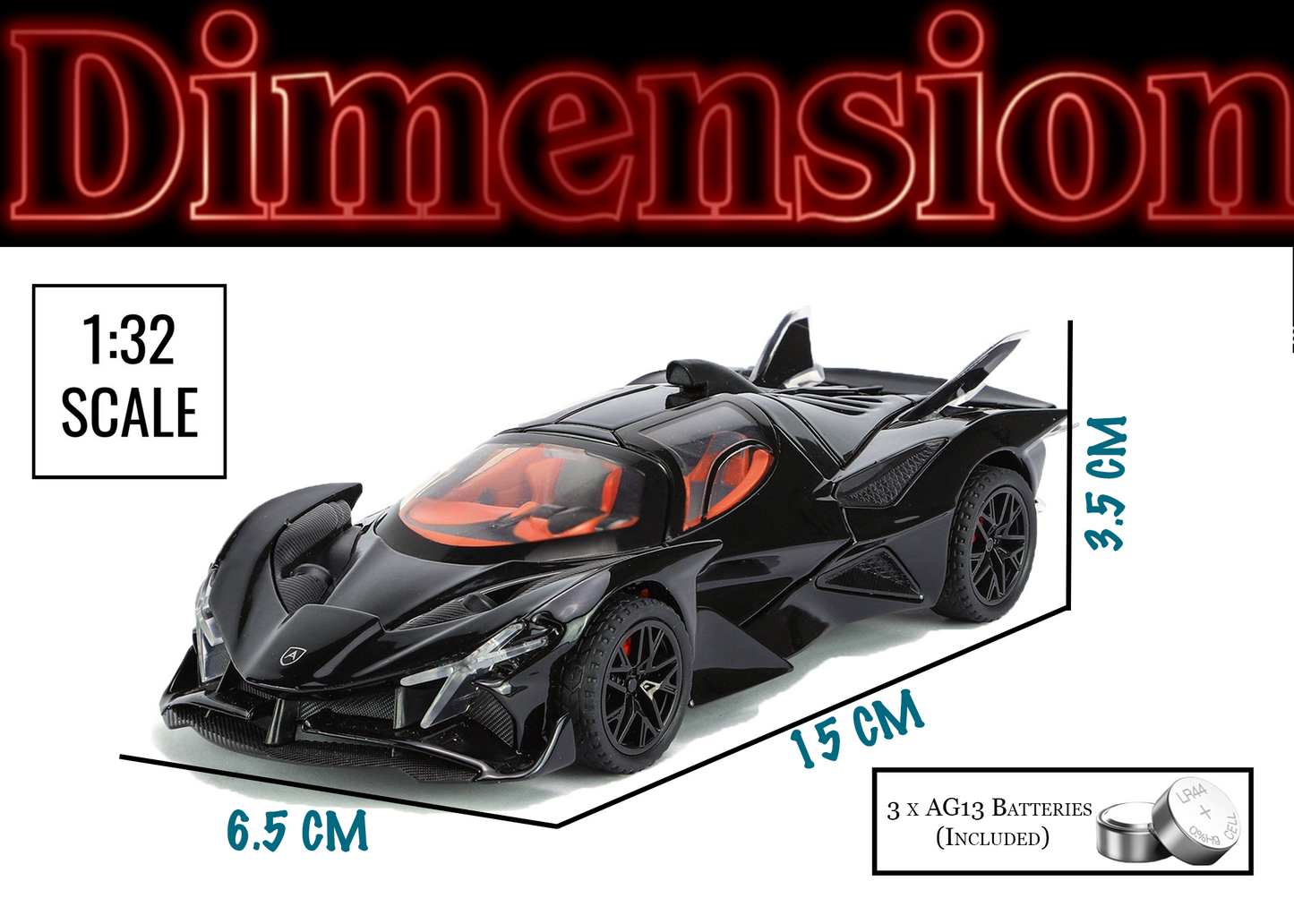 Apollo Limited Edition 1:32 Scale Metal Pull Back Toy car with Openable Doors, Light & Engine Sound