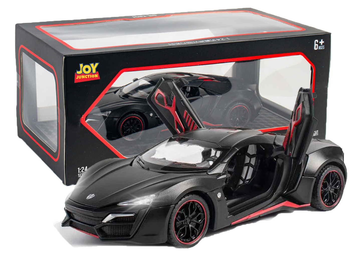 Lykann Hypersportt 1:24 Scale Diecast Toy Car – Metal Pull-Back Supercar with Lights, Music & Opening Doors