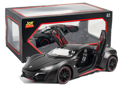 Lykann Hypersportt 1:24 Scale Diecast Toy Car – Metal Pull-Back Supercar with Lights, Music & Opening Doors