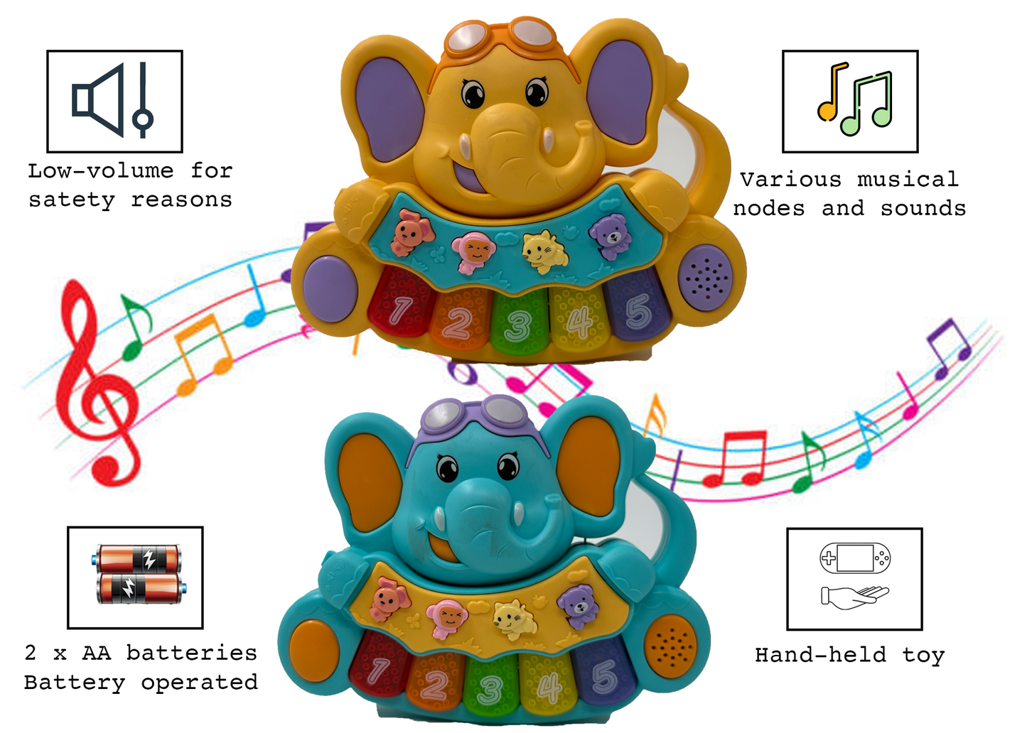 Elephant Musical Toy with LED Lights & Animal Sounds – Early Development Crawling Toy - Image 3