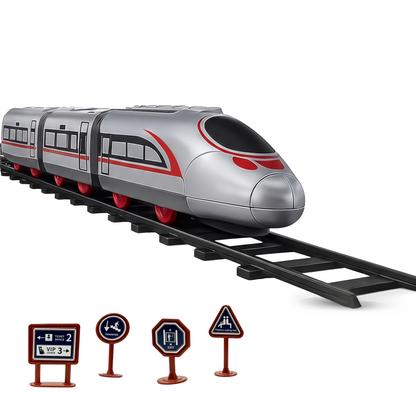 Bullet Train Set for Kids - 13 Pc Railway Track, Motorized Rail Playset (Battery Operated)