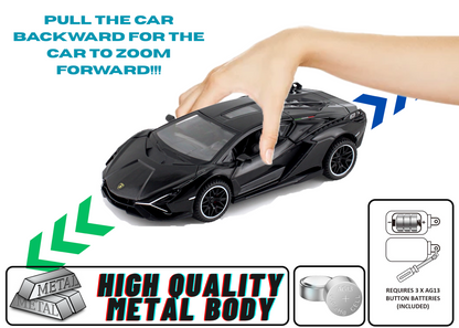 Lambhorgini SIAN Model Car Exclusive Alloy Metal Pull Back Die-cast Car Metal Pullback Toy car with Openable Doors Light Sound