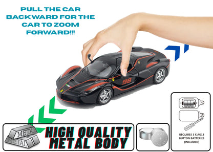 Ferari FXXXK 1:32 Scale Diecast Pull Back Toy Car with Openable Doors, Lights & Engine Sound