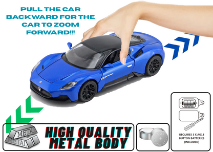 Mesarati MC20 1:32 Scale Alloy Metal Pull Back Toy car with Openable Doors Light Music