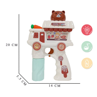 Electric Cat Bubble Gun Toy for Kids with Lights, Music & 2 Bubble Solution Bottles