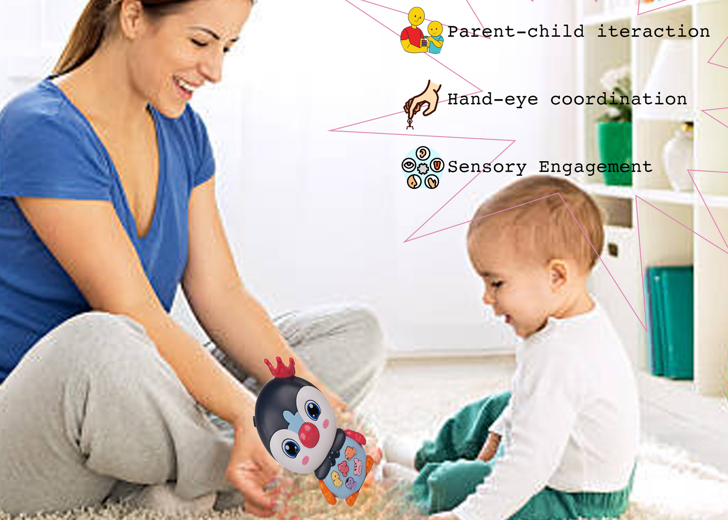 Penguin Musical Toy with LED Lights & Animal Sounds – Early Development Crawling Toy - Image 9