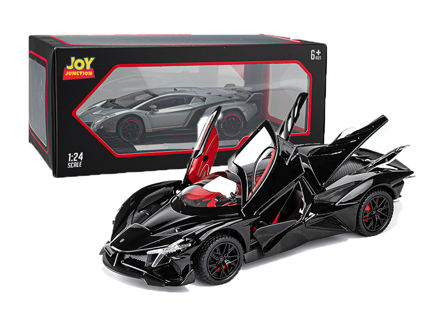 Apolloo EVO Metal Diecast Toy Car – 1:24 Scale Pull Back Model with Lights, Sound & Openable Doors