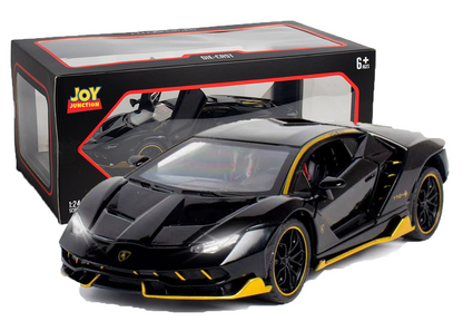 Lambo 1:24 Scale Die-cast Pull Back Toy Car with Lights, Music & Openable Doors