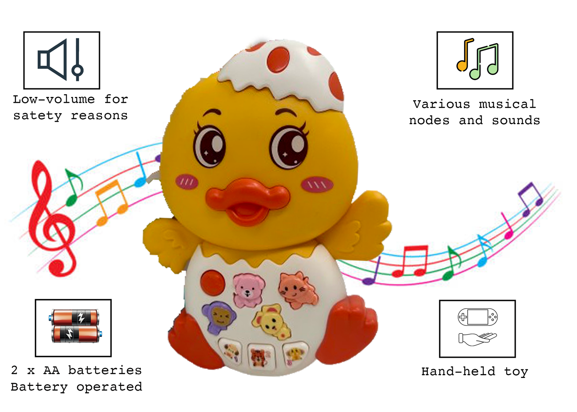 Duck Musical Toy with LED Lights & Animal Sounds – Early Development Crawling Toy - Image 3