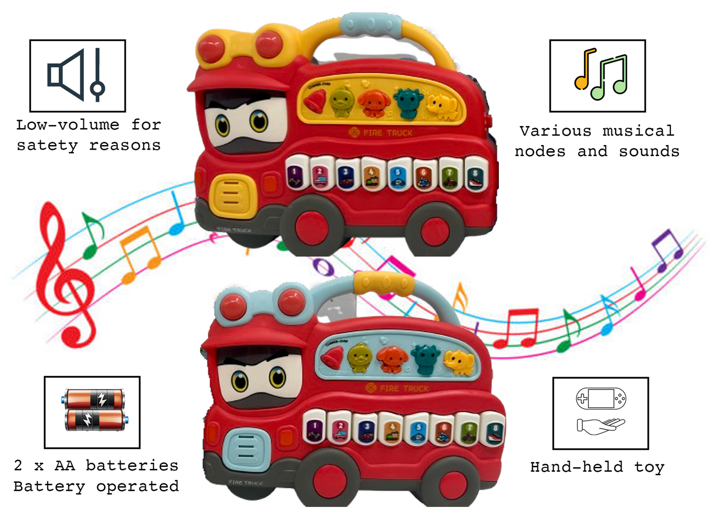 Fire Truck Musical Toy – Crawling Learning Toy with LED Lights for Infants - Image 3
