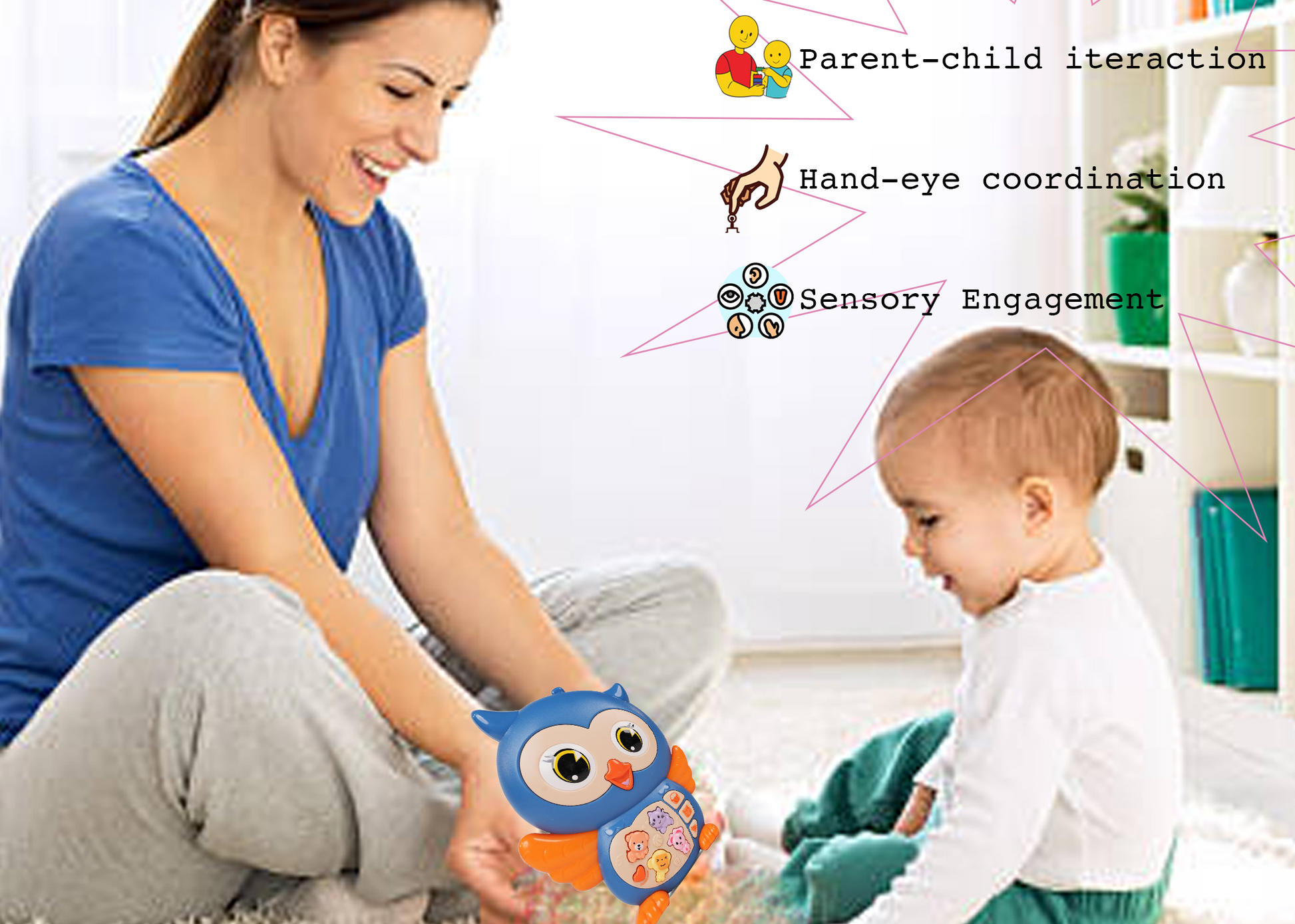 Owl Musical Toy with LED Lights & Animal Sounds – Early Development Crawling Toy - Image 4