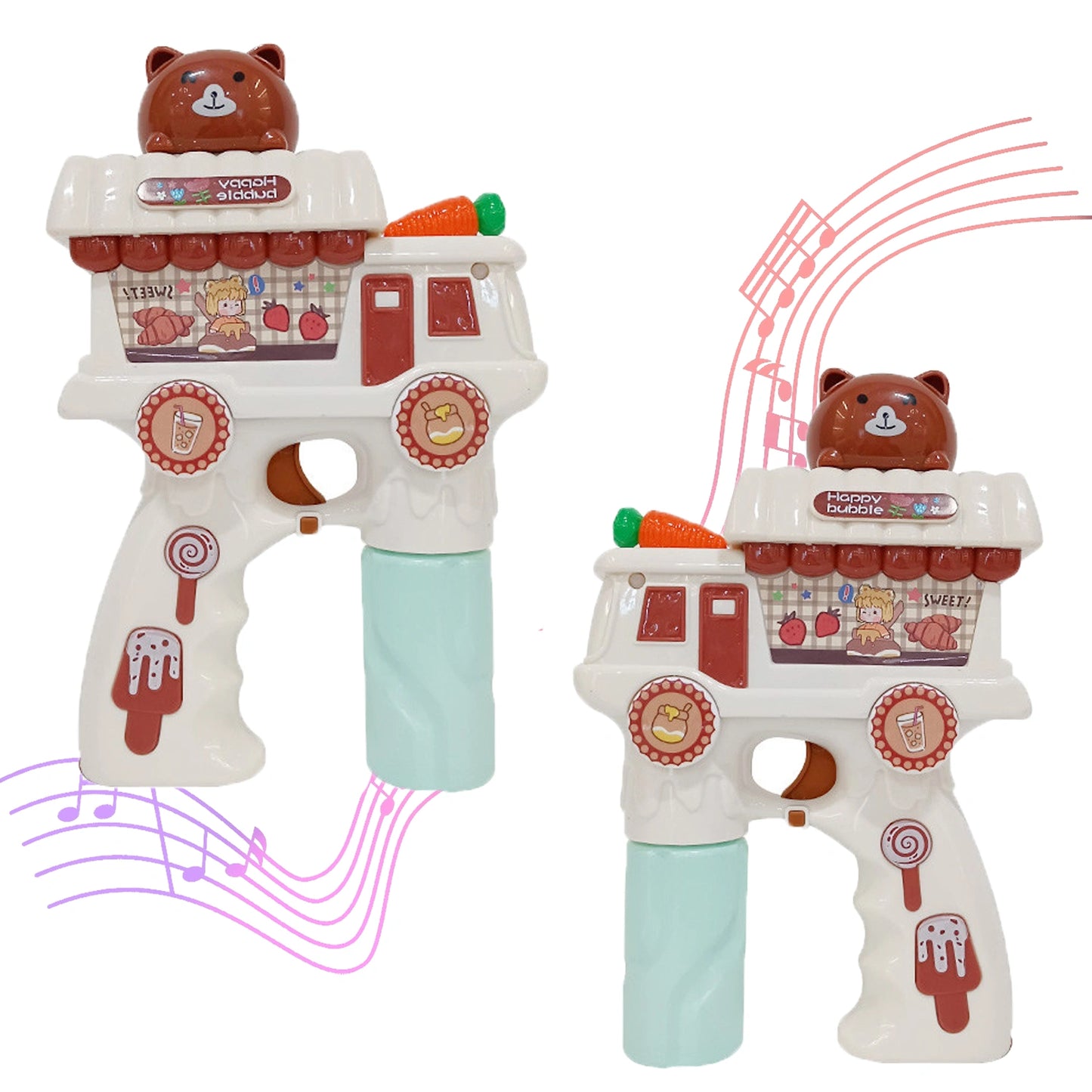 Electric Cat Bubble Gun Toy for Kids with Lights, Music & 2 Bubble Solution Bottles