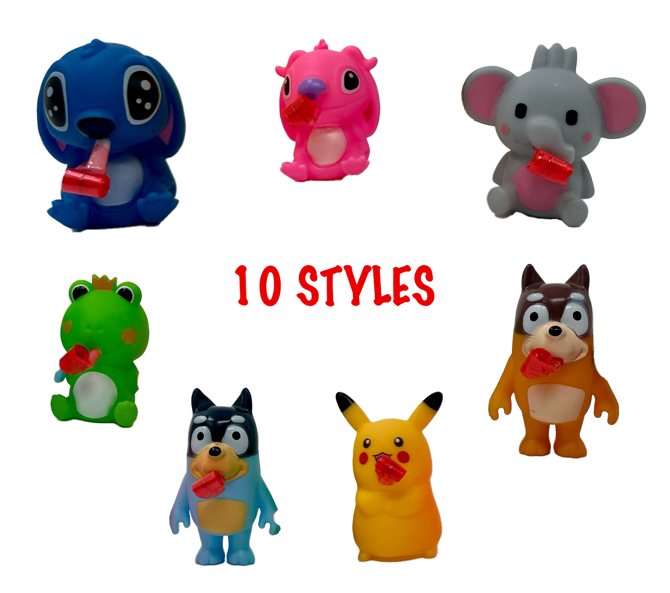 New Colorful Animal/Character Blowouts Paper Blow Outs Whistle Cheering Props Birthday & Kids Party Supplies (Pack of 12, 10 