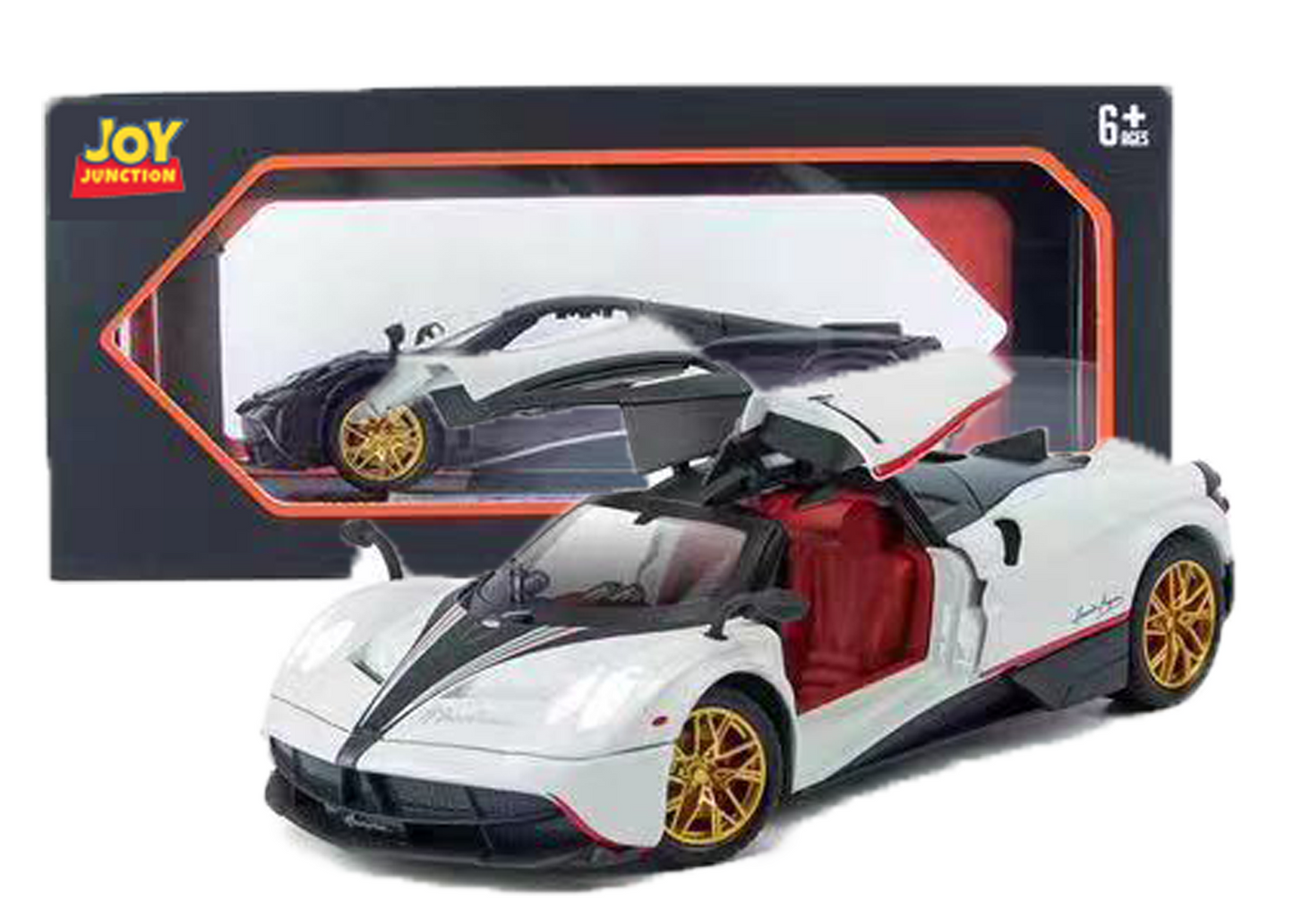 Paganii Huayraa BC 1:24 Scale Diecast Alloy Toy Car with Lights, Sound & Smoke – Pull Back Action, Openable Doors