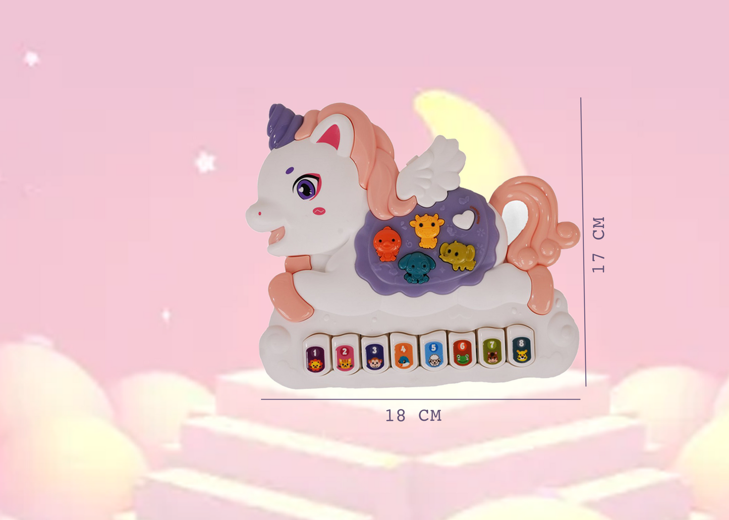 Unicorn Musical Toy with LED Lights & Animal Sounds – Early Development Crawling Toy - Image 6