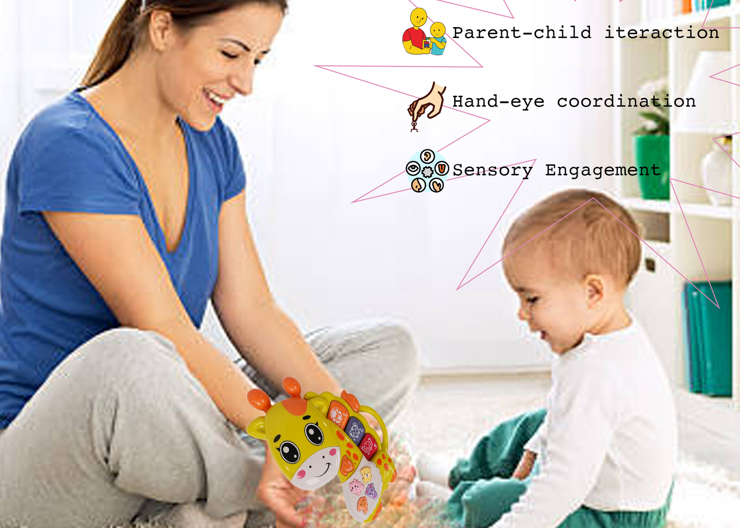 Giraffe Musical Toy with LED Lights & Animal Sounds – Early Development Crawling Toy - Image 4