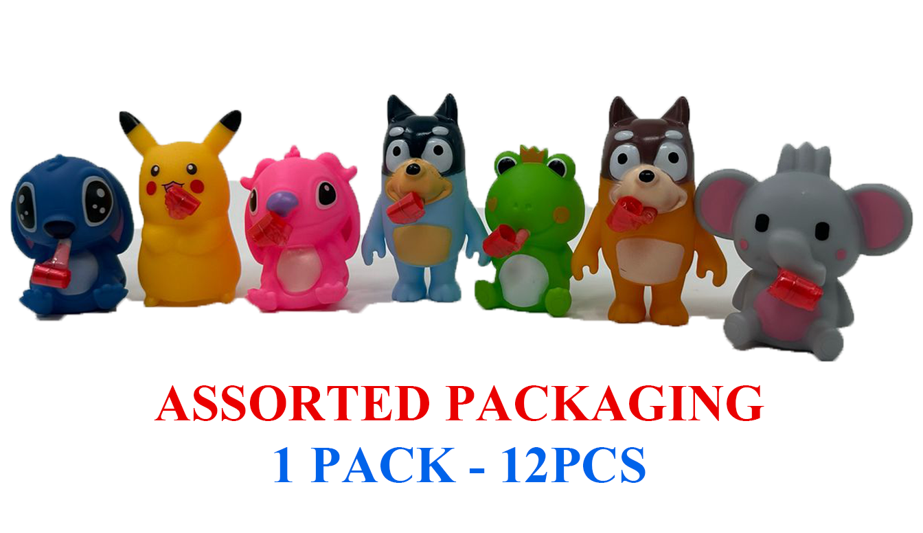 New Colorful Animal/Character Blowouts Paper Blow Outs Whistle Cheering Props Birthday & Kids Party Supplies (Pack of 12, 10 