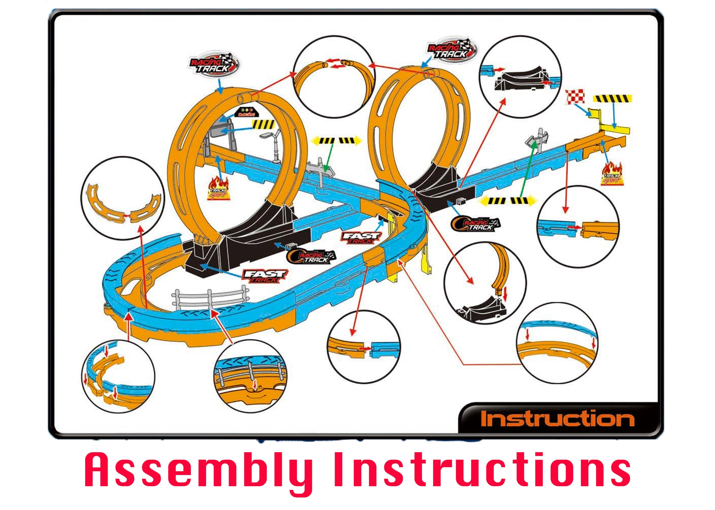 Race Car Track Set 28 PCS – Double Loop 360° Spinway Racing Toy for Kids
