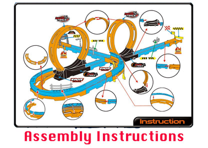 Race Car Track Set 28 PCS – Double Loop 360° Spinway Racing Toy for Kids