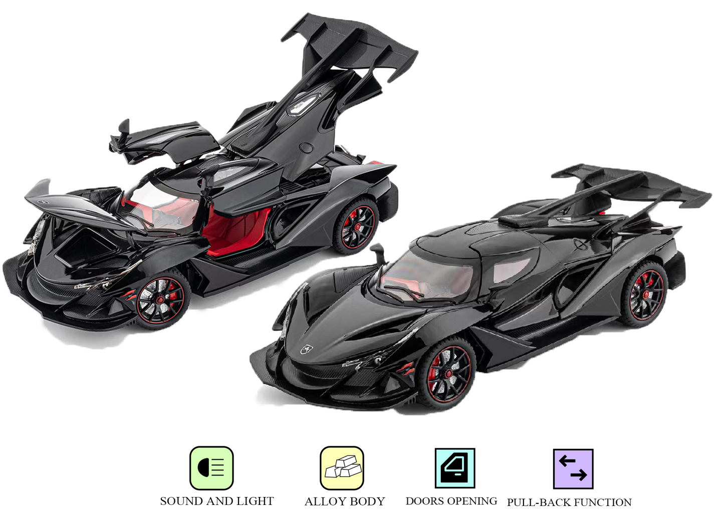 Apolloo IE CZ161 1:24 Scale Die-cast Alloy Toy Car with Lights, Sound & Openable Doors