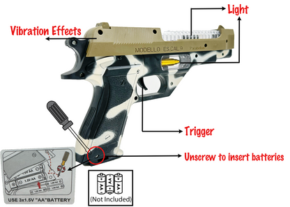 Pistol Gun for Kids with Light, Sound & Vibration – Army Style Musical Toy Gun