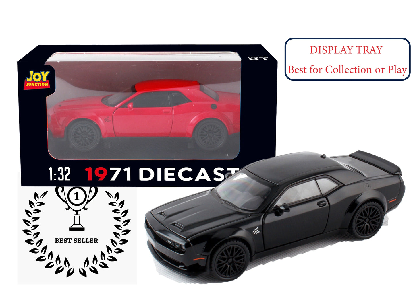 Dodgee Challengerr HellKat 1:32 Scale Diecast Pull Back Toy Car with Openable Doors, Lights & Engine Sound