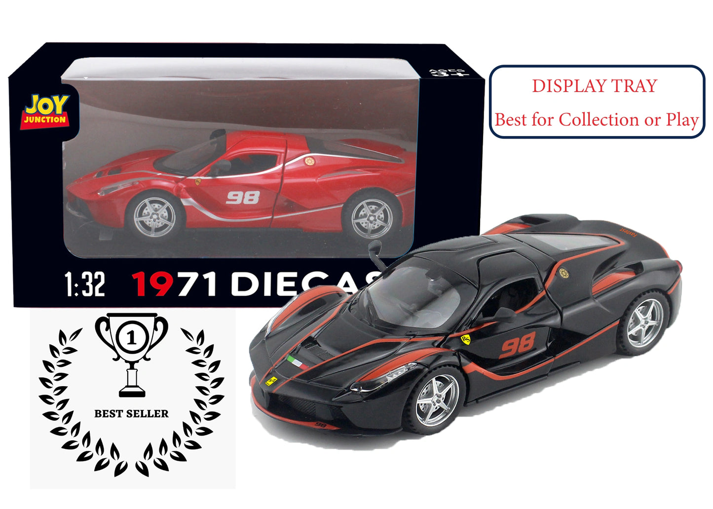 Ferari FXXXK 1:32 Scale Diecast Pull Back Toy Car with Openable Doors, Lights & Engine Sound
