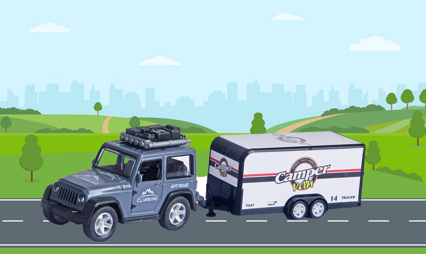 Alloy Die-Cast Tractor Trailer Pull Back Carrier Vehicle Metal Truck with Car Convertable Hood Truck - Image 3