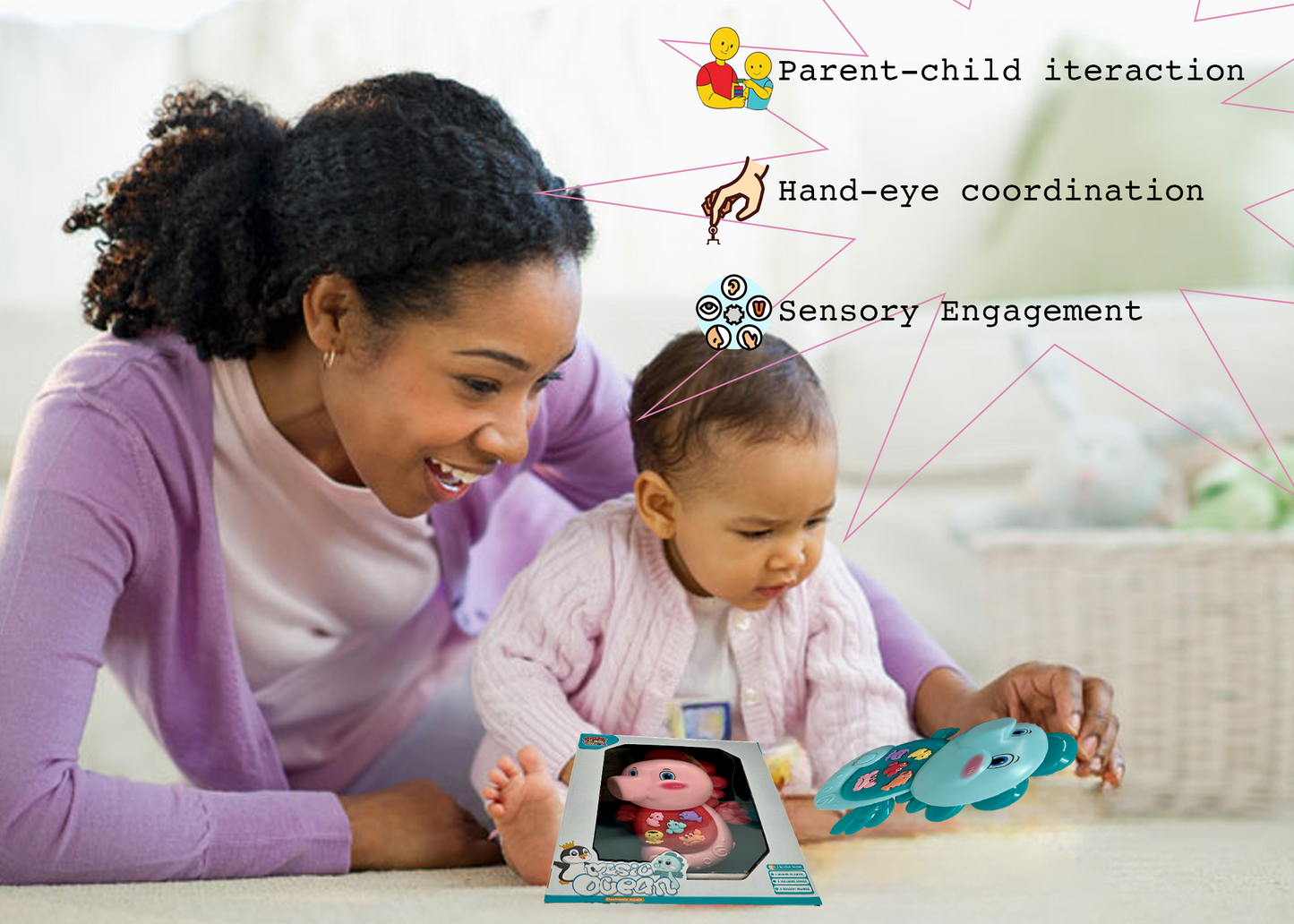 Sea Horse Musical Toy with LED Lights & Animal Sounds – Early Development Crawling Toy - Image 4