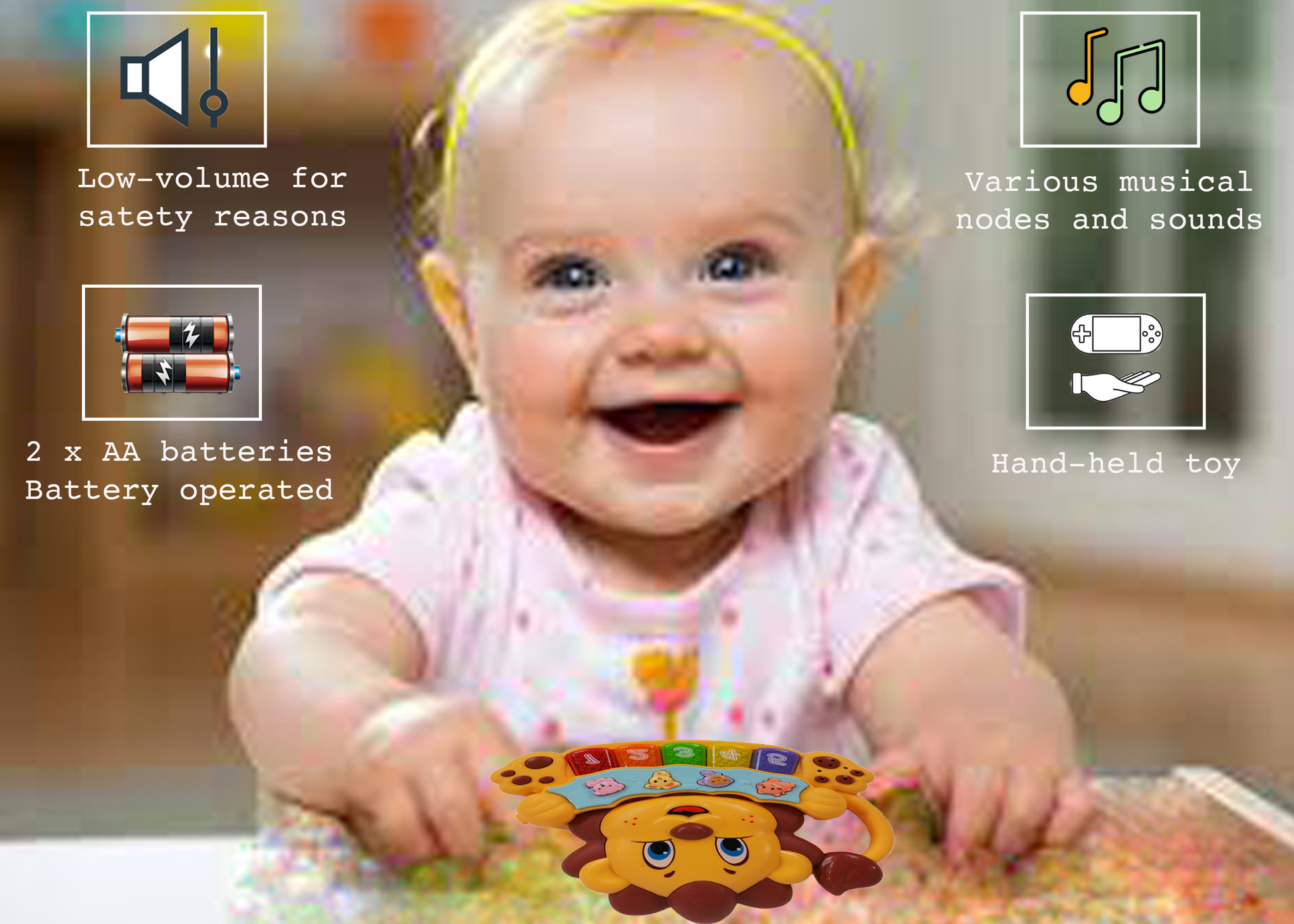 Lion Musical Toy with LED Lights & Animal Sounds – Early Development Crawling Toy - Image 3