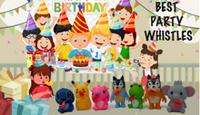 New Colorful Animal/Character Blowouts Paper Blow Outs Whistle Cheering Props Birthday & Kids Party Supplies (Pack of 12, 10 