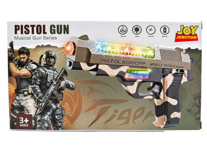 Pistol Gun for Kids with Light, Sound & Vibration – Army Style Musical Toy Gun