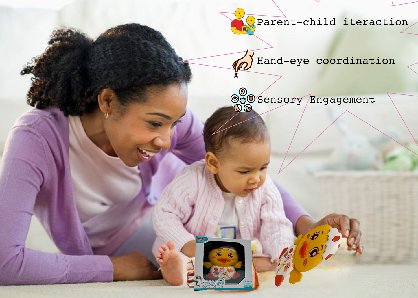 Duck Musical Toy with LED Lights & Animal Sounds – Early Development Crawling Toy - Image 2