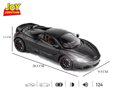 McLaren 720s Convertible Version 1:24 Scale Alloy Metal Pullback Toy car with Openable Doors Light Music