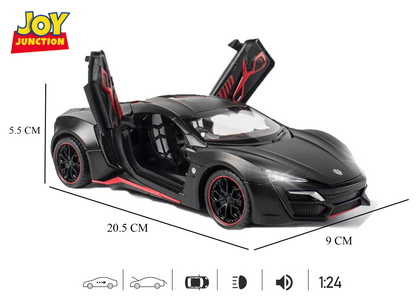 Lykann Hypersportt 1:24 Scale Diecast Toy Car – Metal Pull-Back Supercar with Lights, Music & Opening Doors