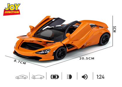 McLaren 720S 1:24 Scale Die-Cast Pullback Car with Openable Doors, Lights & Sound - Image 3