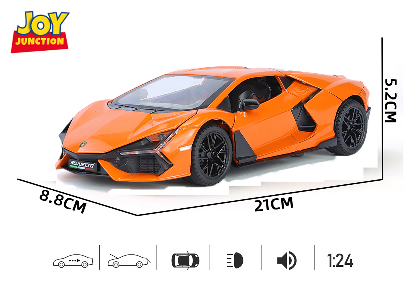 Lamborghini Daniel Street 1:24 Scale Alloy Metal Pullback Toy car with Openable Doors Light Music