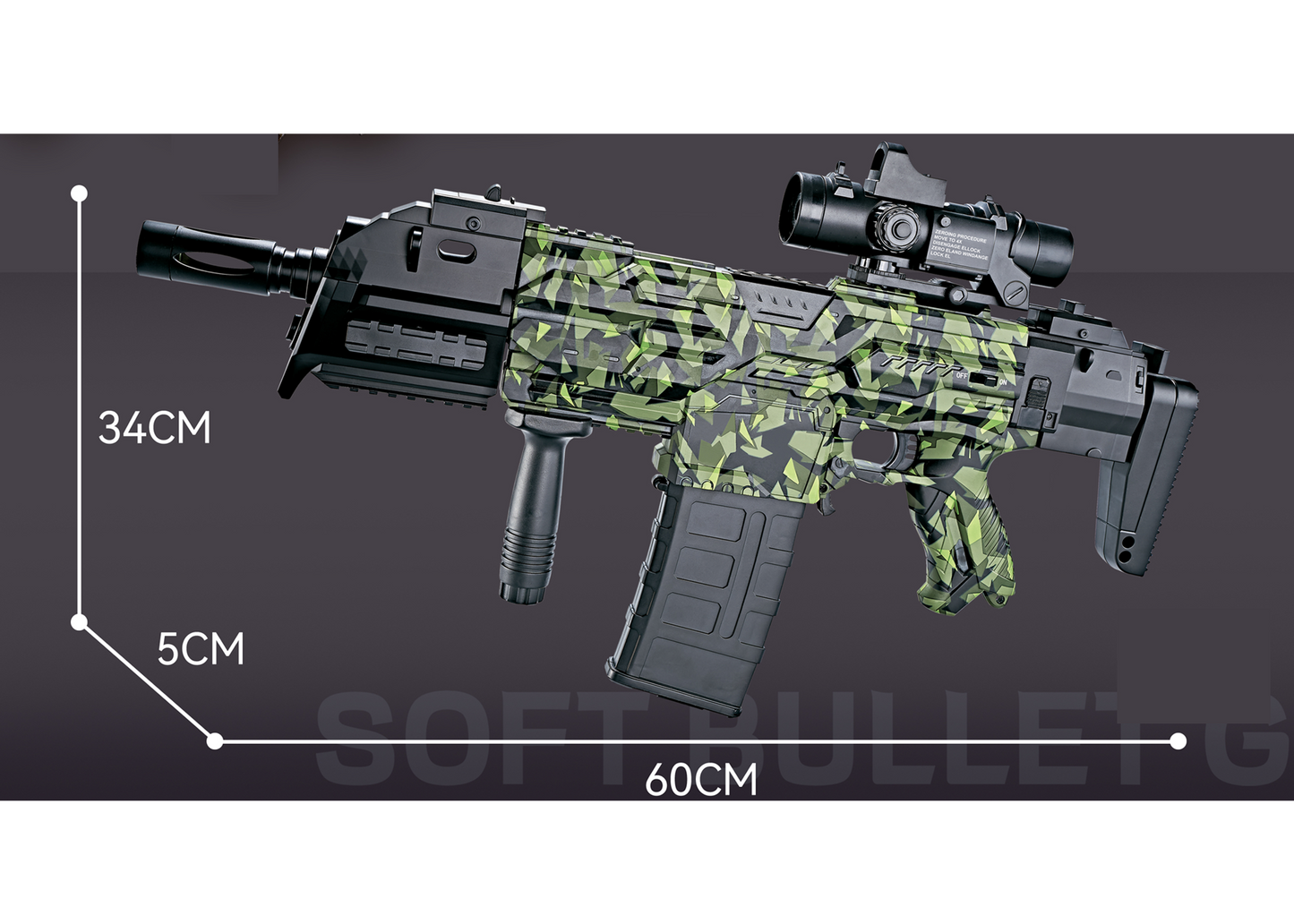 Electronic Shoot Soft Bullet Camouflage Gun Battery Operated Rechargable Best Gift for Children (Rifle)