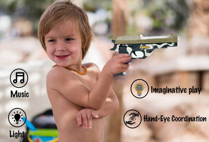 Army Style Toy Gun for Kids with Lights, Sound & Vibration – Action Pistol Toy