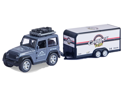 Alloy Die-Cast Tractor Trailer Pull Back Carrier Vehicle Metal Truck with Car Convertable Hood Truck - Image 4