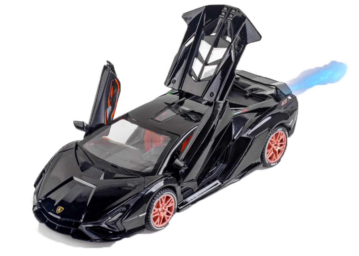 Lamborghini Lightning 1:24 Scale Alloy Metal Pull Back with Display Box, Openable Doors, Lisght, Sound & Water Spray