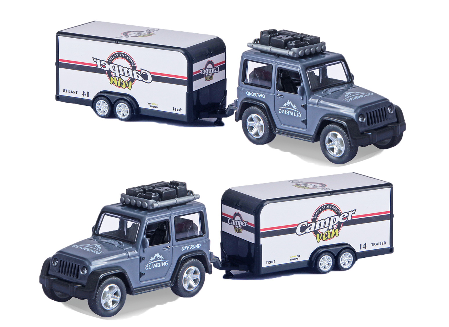 Alloy Die-Cast Tractor Trailer Pull Back Carrier Vehicle Metal Truck with Car Convertable Hood Truck - Image 2